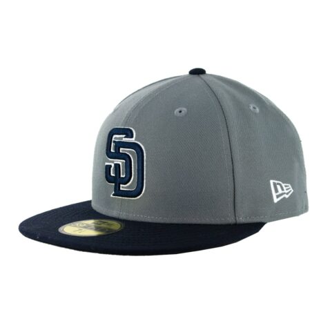 New Era San Diego Padres Two Tone Basic Storm Grey Dark Navy White Dark Navy 59Fifty Fitted Hat Left Front