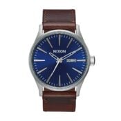 Nixon Sentry Leather Watch Blue Brown