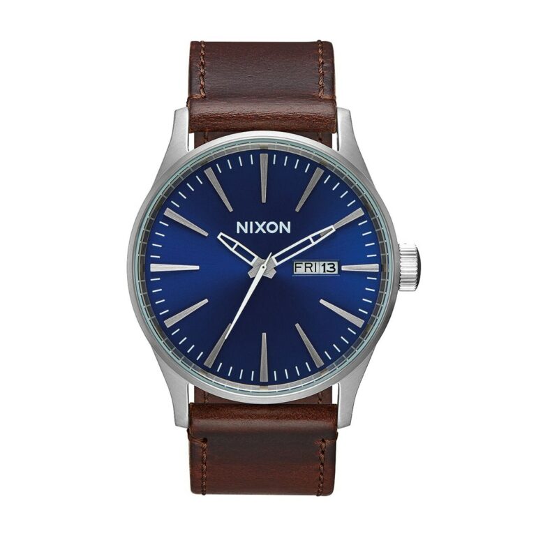 Nixon Sentry Leather Watch Blue Brown