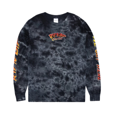 Ripndip Out Of This World Long Sleeve T-Shirt Black Lightning Wash Front