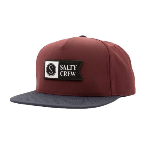 Salty Crew Alpha Tech 5 Panel Hat Burgundy-Navy Front Left
