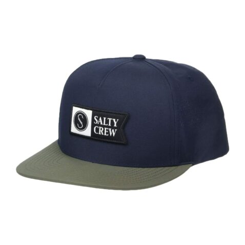 Salty Crew Alpha Tech 5 Panel Hat Navy-Ash Front Left