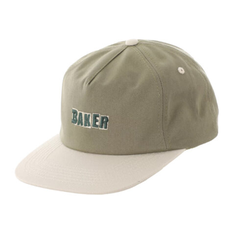 Baker Logo Snapback Green-Tan Front Right