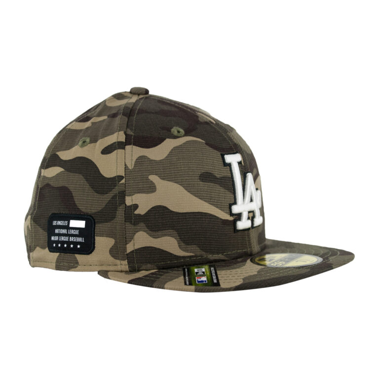 New Era 59Fifty Los Angeles Dodgers On Field 2021 Armed Forces Day Camo Fitted Hat Front Left New Era 59Fifty Los Angeles Dodgers On Field 2021 Armed Forces Day Camo Fitted Hat Front Left
