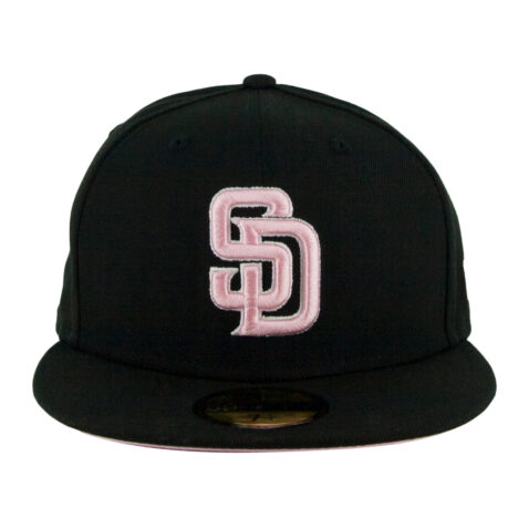 New Era 59Fifty San Diego Padres Black Pink Fitted Hat Front