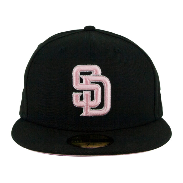 New Era 59Fifty San Diego Padres Black Pink Fitted Hat Front New Era 59Fifty San Diego Padres Black Pink Fitted Hat Front