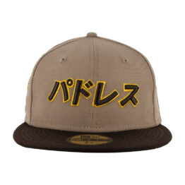 New Era 59Fifty San Diego Padres Katakana 2 Alternate Two Tone Camel Tan Burnt Wood Brown Fitted Hat