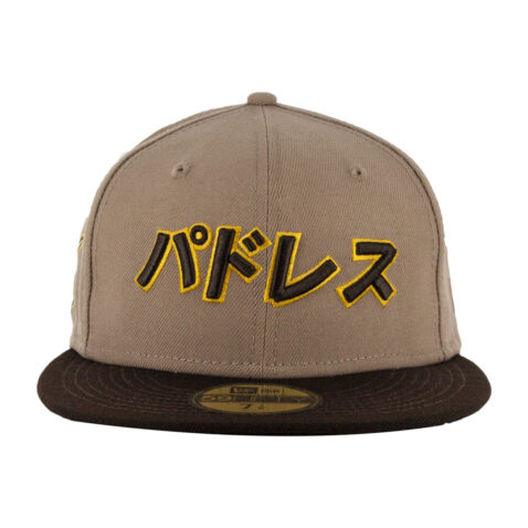New Era 59Fifty San Diego Padres Katakana 2 Alternate Two Tone Camel Tan Burnt Wood Brown Fitted Hat 1