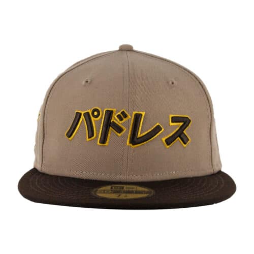 New Era 59Fifty San Diego Padres Katakana 2 Alternate Two Tone Camel Tan Burnt Wood Brown Fitted Hat 1
