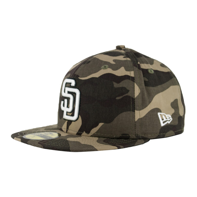 New Era 59Fifty San Diego Padres On Field 2021 Armed Forces Day Camo Fitted Hat Front Right