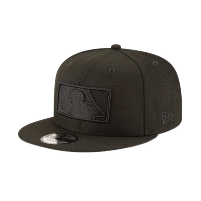 New Era 9Fifty Basic MLB Logo Blackout Snapback Hat Black Front Left New Era 9Fifty Basic MLB Logo Blackout Snapback Hat Black Front Left