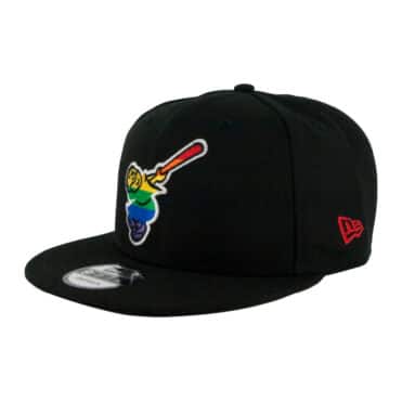 New Era 9Fifty San Diego Padres Friar Pride Black Rainbow Snapback Hat Front Right