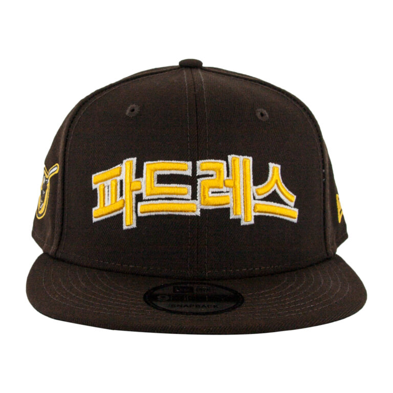 New Era 9Fifty San Diego Padres Hangul Burnt Wood Brown Gold White Snapback Hat 1 New Era 9Fifty San Diego Padres Hangul Burnt Wood Brown Gold White Snapback Hat 1