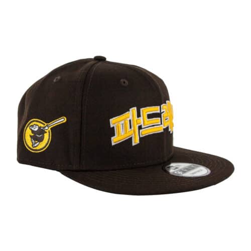 New Era 9Fifty San Diego Padres Hangul Burnt Wood Brown Gold White Snapback Hat 3