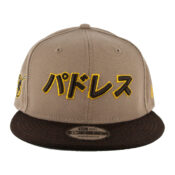 New Era 9Fifty San Diego Padres Katakana 2 Alternate Two Tone Camel Tan Burnt Wood Brown Snapback Hat 1