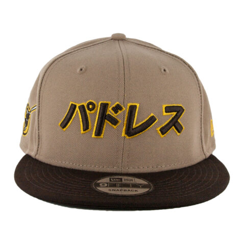 New Era 9Fifty San Diego Padres Katakana 2 Alternate Two Tone Camel Tan Burnt Wood Brown Snapback Hat 1