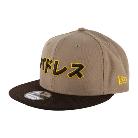 New Era 9Fifty San Diego Padres Katakana 2 Alternate Two Tone Camel Tan Burnt Wood Brown Snapback Hat 3