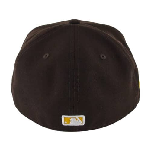New Era x SD Hat Collectors 59Fifty San Diego Padres Katakana 2 Burnt Wood Brown Gold Fitted Hat Rear