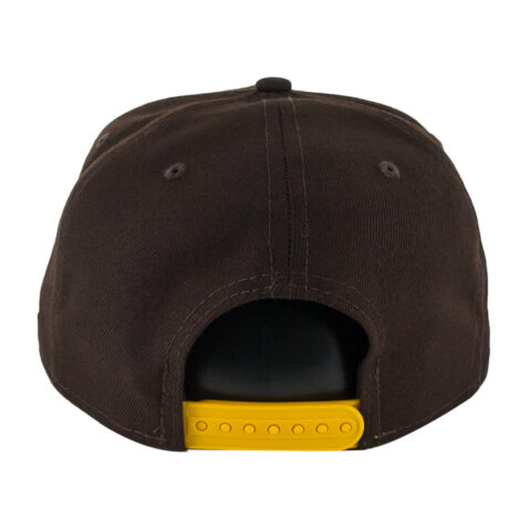 New Era x SD Hat Collectors 9Fifty San Diego Padres Katakana 2 Burnt Wood Brown Gold Snapback Hat Rear