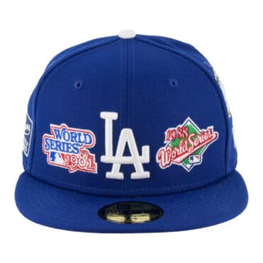 New Era 59Fifty Los Angeles Dodgers World Champions Patches Limited Edition Dark Royal Blue Fitted Hat