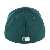 New Era 59Fifty Oakland Athletics Upside Down Logo Dark Green White Gold Fitted Hat Rear