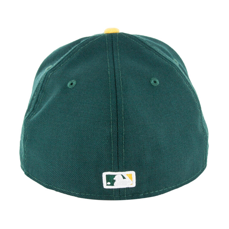 New Era 59Fifty Oakland Athletics Upside Down Logo Dark Green White Gold Fitted Hat Rear New Era 59Fifty Oakland Athletics Upside Down Logo Dark Green White Gold Fitted Hat Rear