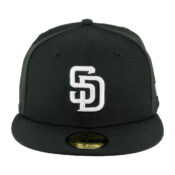 New Era 59Fifty San Diego Padres Black White Black Fitted Hat Front