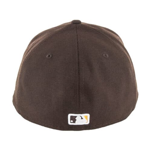 New Era 59Fifty San Diego Padres Upside Down Logo Burnt Wood Brown Gold Fitted Hat Rear