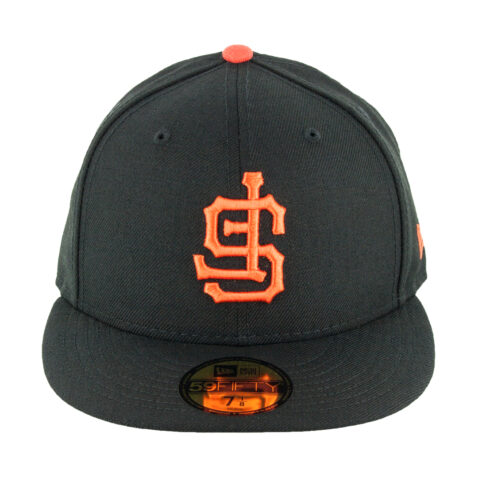 New Era 59Fifty San Francisco Giants Upside Down Logo Black Orange Fitted Hat Front