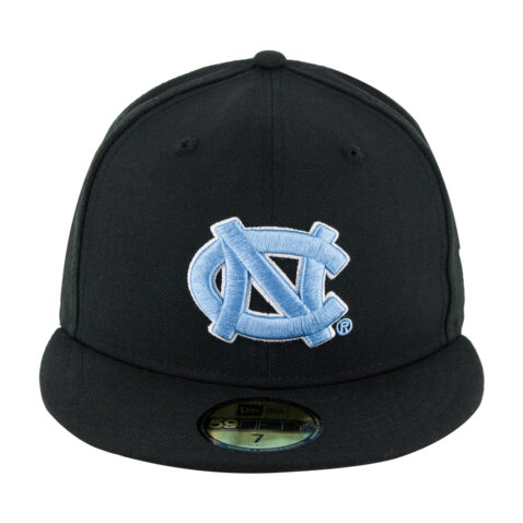 New Era 59Fifty University Of North Carolina Tar Heels Black Blue White Fitted Hat Front