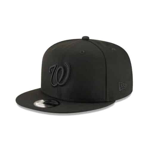 New Era 9Fifty Basic Washington Nationals Blackout Black Snapback Hat Front Left