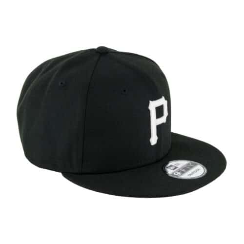 New Era Basic Pittsburgh Pirates Black White Snapback Hat Front Left