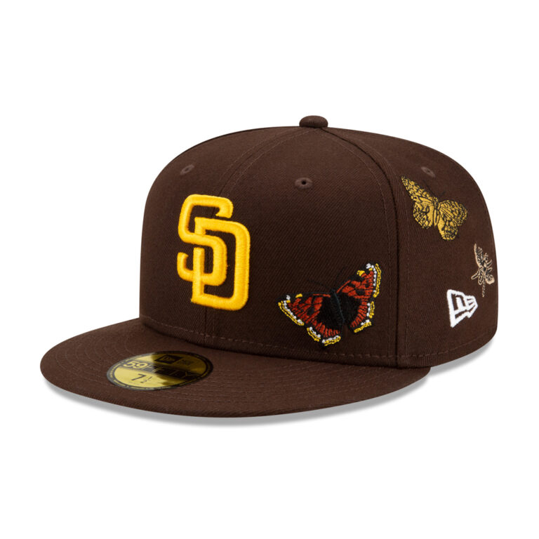 New Era x FELT 59Fifty San Diego Padres Brown Gold Fitted Hat Limited Edition Front Right