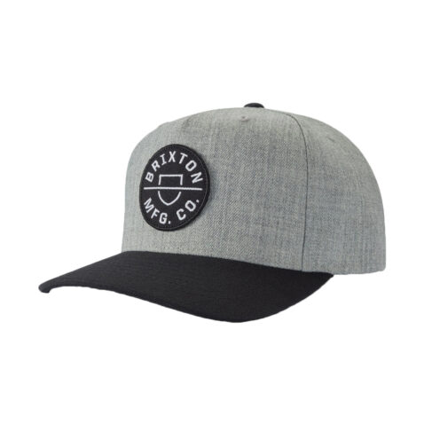 Brixton Crest C MP Snapback Heather Grey Black Front Right