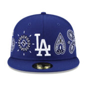 New Era 59Fifty Los Angeles Dodgers Paisley Elements Dark Royal Blue Limited Edition Fitted Hat Front