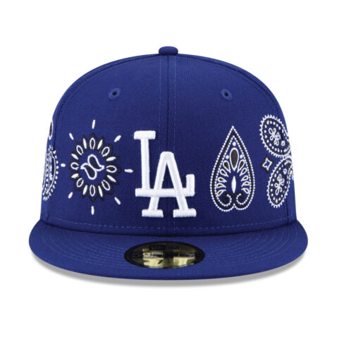 New Era 59Fifty Los Angeles Dodgers Paisley Elements Dark Royal Blue Limited Edition Fitted Hat Front