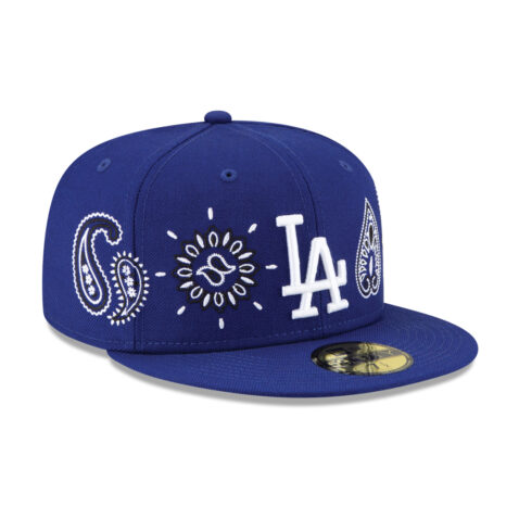 New Era 59Fifty Los Angeles Dodgers Paisley Elements Dark Royal Blue Limited Edition Fitted Hat Front Left