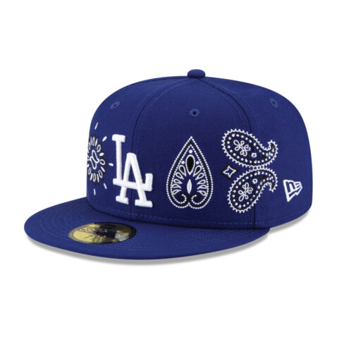 New Era 59Fifty Los Angeles Dodgers Paisley Elements Dark Royal Blue Limited Edition Fitted Hat Front Right