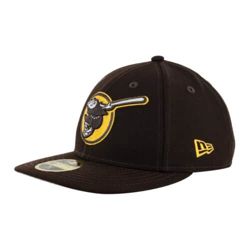 New Era 59Fifty Low Profile San Diego Padres Game Friar Burnt Wood Brown Gold Fitted Hat Front Right