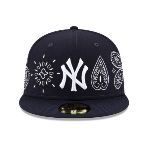New Era 59Fifty New York Yankees Paisley Elements Dark Navy Blue Limited Edition Fitted Hat Front