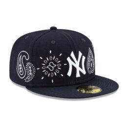New Era 59Fifty New York Yankees Paisley Elements Dark Navy Blue Limited Edition Fitted Hat