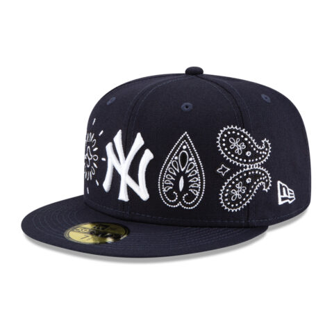 New Era 59Fifty New York Yankees Paisley Elements Dark Navy Blue Limited Edition Fitted Hat Front Right
