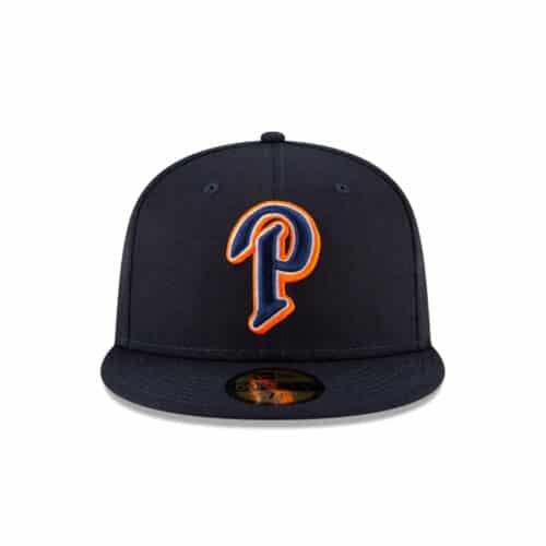 New Era 59Fifty Padres Ligature Redux 1998 Gwynn P Logo Dark Navy White Orange Fitted Hat Front
