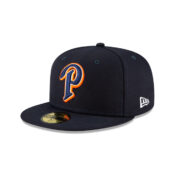 New Era 59Fifty Padres Ligature Redux 1998 Gwynn P Logo Dark Navy White Orange Fitted Hat Front Right