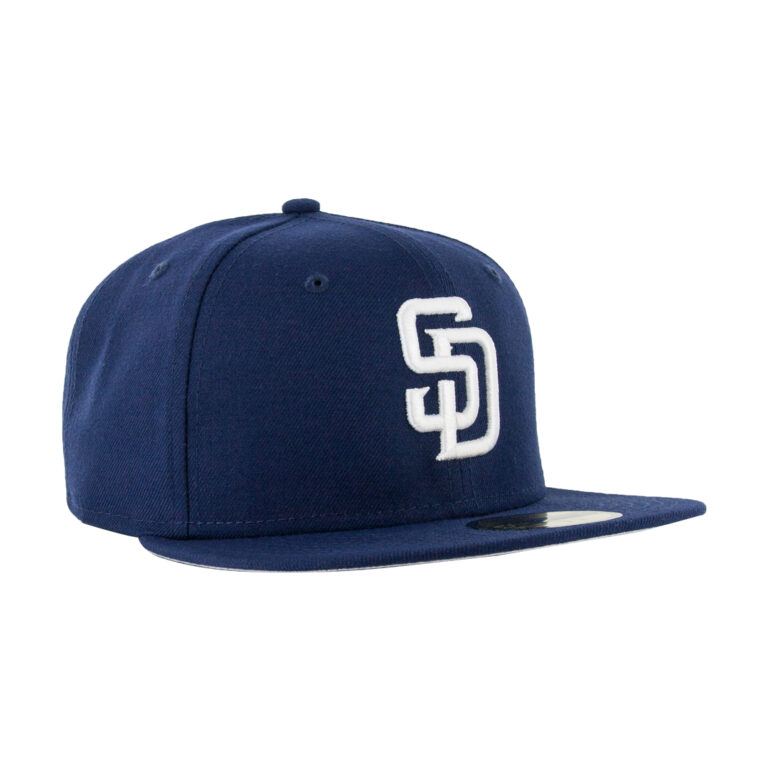 New Era 59Fifty San Diego Padres 2019 GM Redux Hat Light Navy White Front Left New Era 59Fifty San Diego Padres 2019 GM Redux Hat Light Navy White Front Left