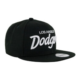 New Era 9Fifty Los Angeles Dodgers Vintage Script Black White Snapback Hat