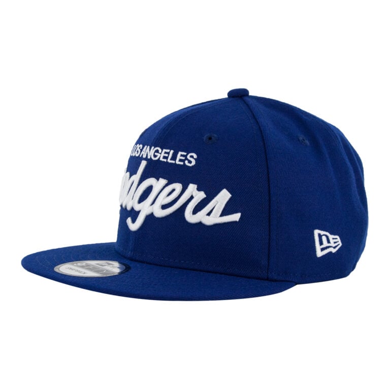 New Era 9Fifty Los Angeles Dodgers Vintage Script Dark Royal White Snapback Hat Front Right New Era 9Fifty Los Angeles Dodgers Vintage Script Dark Royal White Snapback Hat Front Right