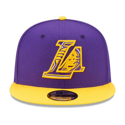 New Era 9Fifty Los Angeles Lakers 2021 NBA Draft Purple Yellow Snapback Hat Front