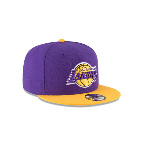New Era 9Fifty Los Angeles Lakers Basic Two Tone Purple Gold Front Left
