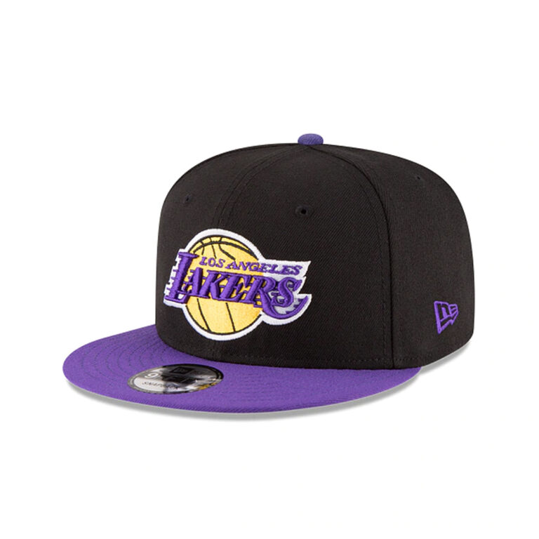 New Era 9Fifty Los Angeles Lakers Basic Two Tone Snapback Black Gold Front Right
